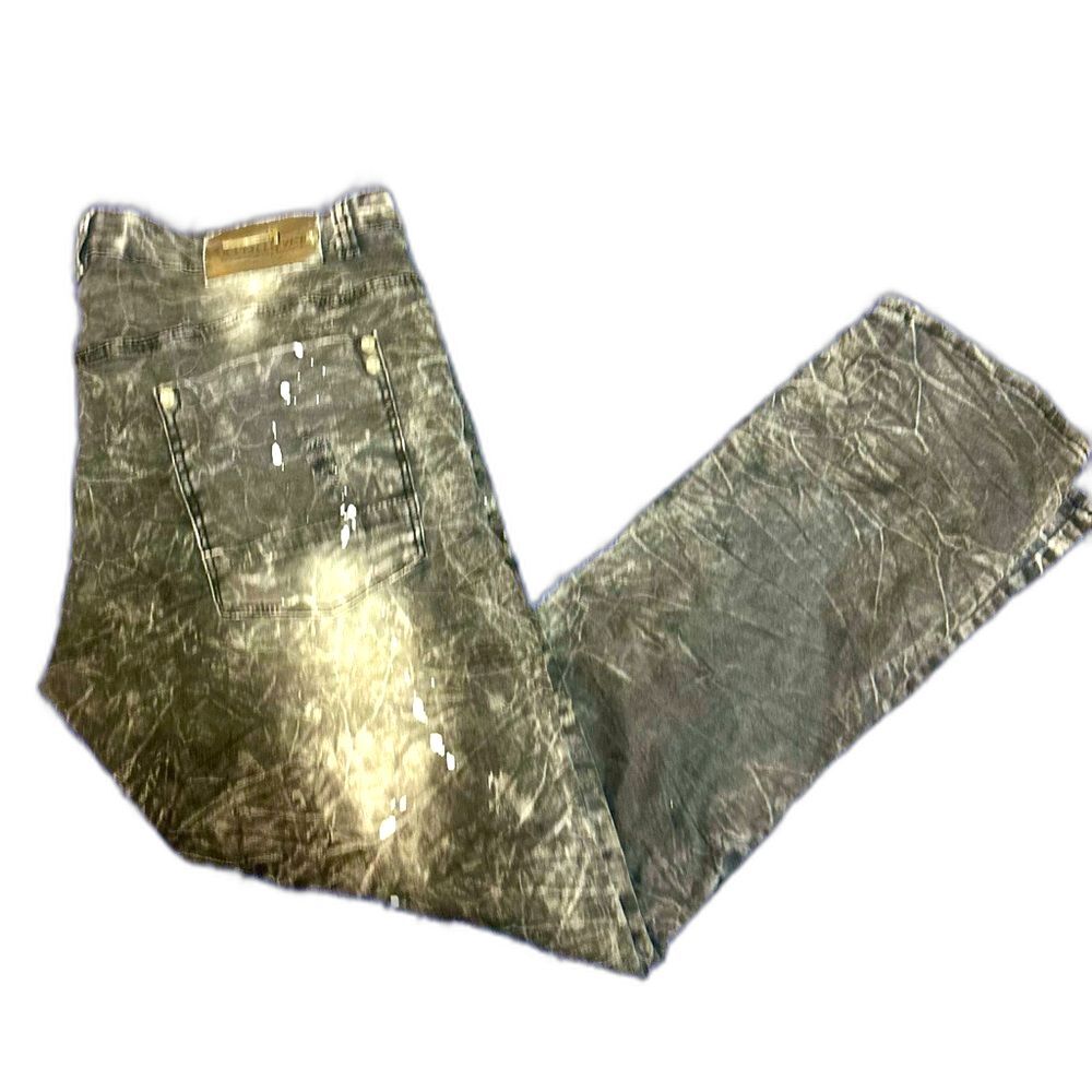 Copper Rivet Black Sand Tint Ripped Splattered Paint Denim Sz 40/32